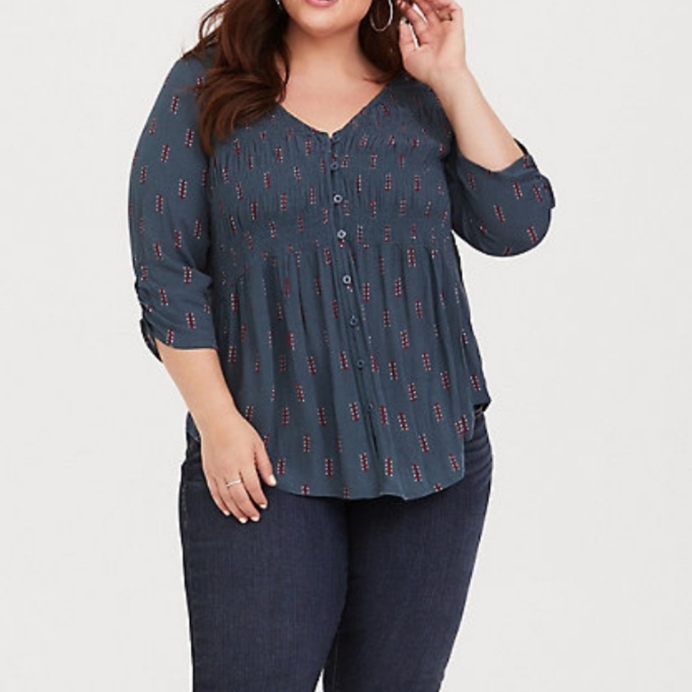 Torrid Smocked Gauze Blouse